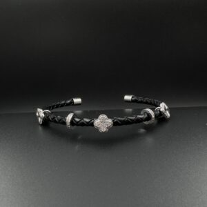 بنگل چرمی طرح ونکلیف مشکی سفید